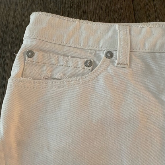 Free People Patched Up Ivory Denim Mini Skirt. Sz 28 - Picture 13 of 13